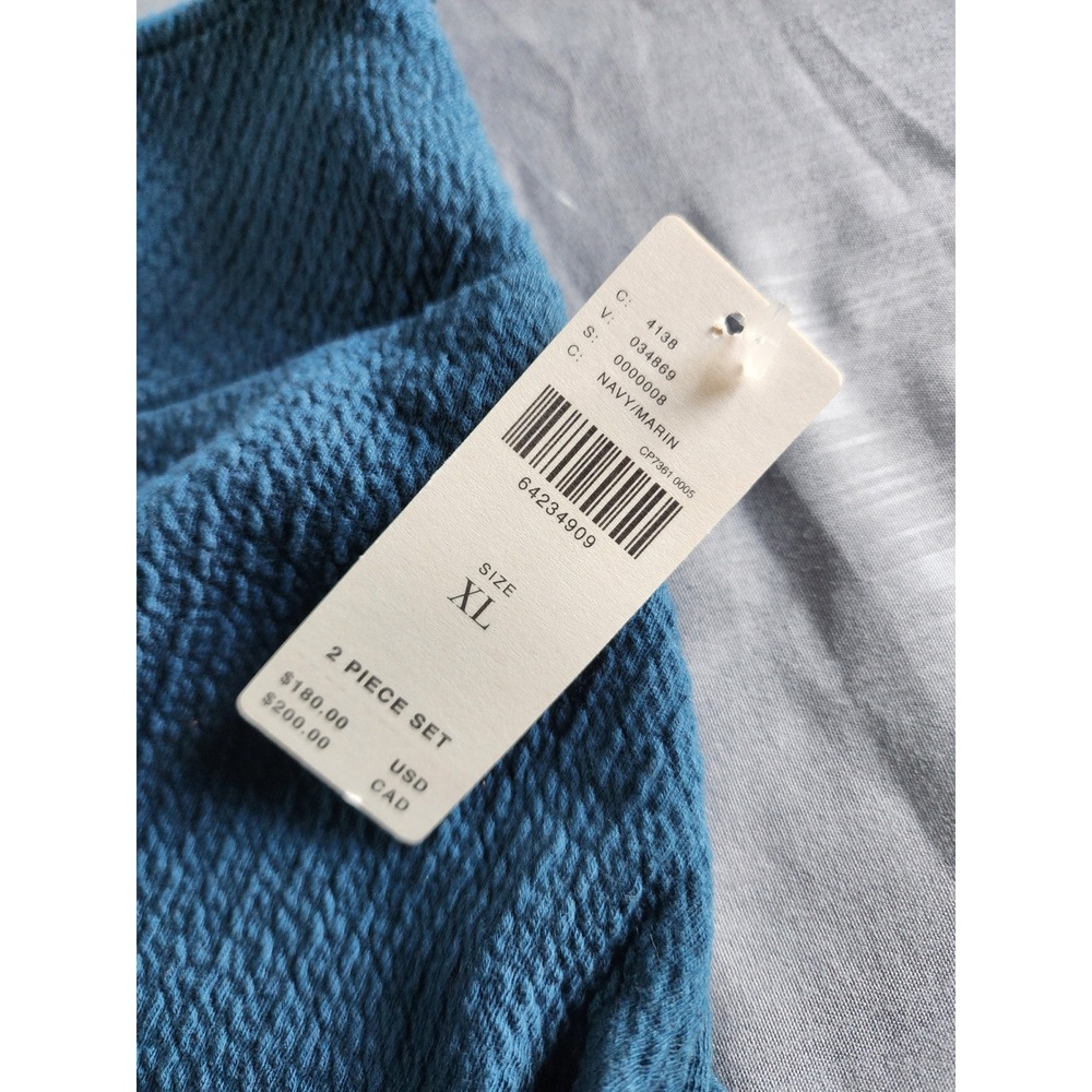 Anthropologie Navy Teal Textured Wrap Front Keyhole Back Crop Top XL NWT - Picture 4 of 7